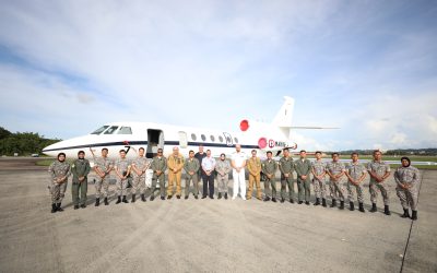 ROYAL BRUNEI AIR FORCE RECEIVES VISIT OF FRENCH NAVY FALCON 50M MARITIME SURVEILLANCE AIRCRAFT.
