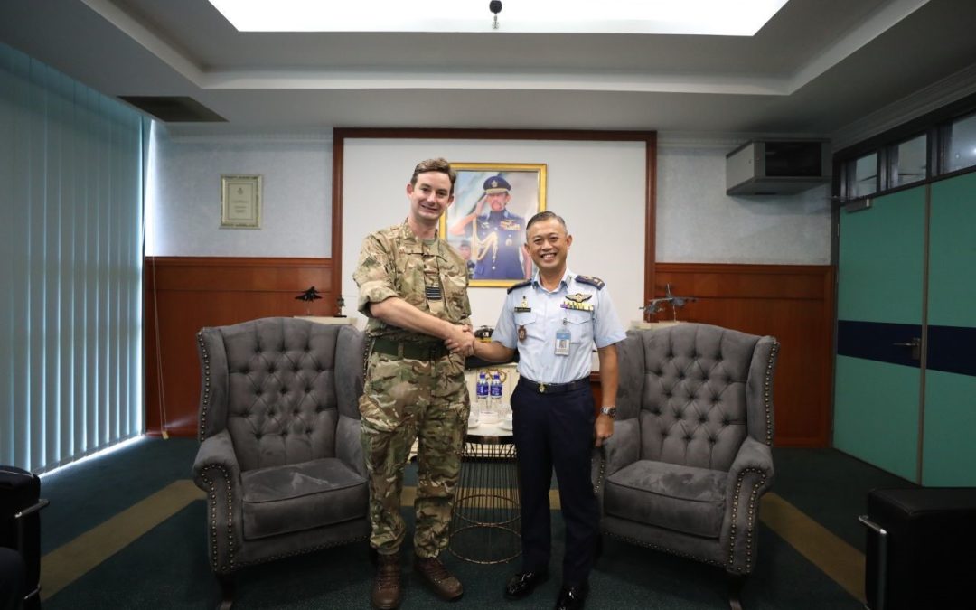 RBAirF DEPUTY COMMANDER RECEIVES OFFICE CALL FROM OFFICER COMMANDING OF 33 SQUADRON, ROYAL AIR FORCE, UNITED KINGDOM