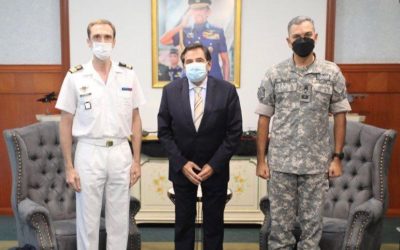 RBAirF COMMANDER RECEIVES COURTESY CALL FROM THE DEFENCE TECHNOLOGY ATTACHE EMBASSY OF FRANCE IN THE REPUBLIC OF SINGAPORE ACCREDITED TO NEGARA BRUNEI DARUSSALAM
