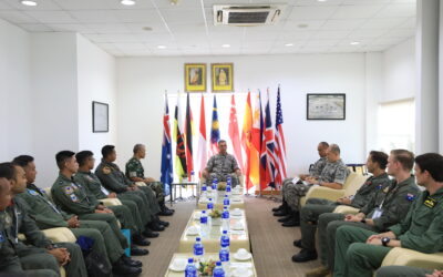 RBAirF COMMANDER RECEIVES COURTESY CALL FROM HEADS OF DELEGATION IN SUPPORT OF AIRCRAFT STATIC DISPLAY FOR RBAF 62ND ANNIVERSARY