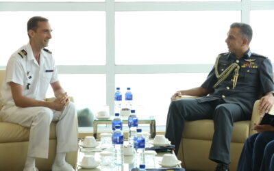 RBAirF COMMANDER RECEIVES COURTESY CALL FROM COLONEL (ARMAMENT CORPS) OLIVIER TABART DEFENCE TECHNOLOGY ATTACHE, FRENCH ARMED FORCES ACCREDITED TO BRUNEI DARUSSALAM