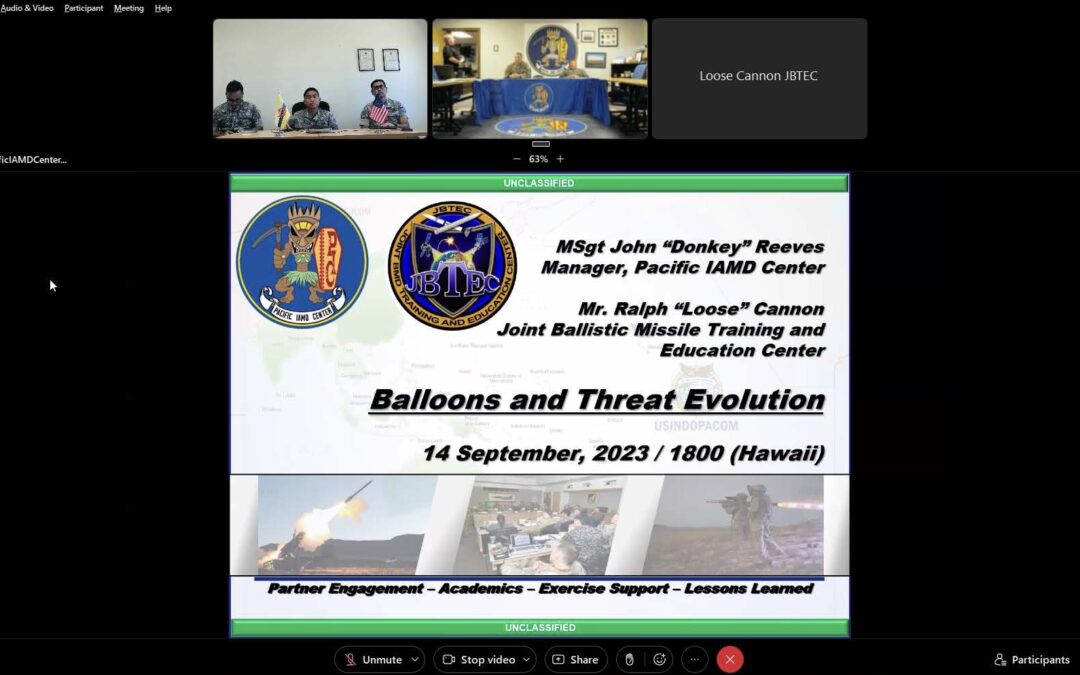 BALLOONS AND THREAT EVALUATION SUBJECT MATTER EXPERT EXCHANGE WITH PACIFIC INTEGRATED AIR AND MISSILE DEFENCE CENTER (PIC)