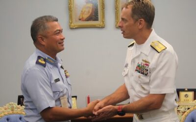 COURTESY CALL FROM COMMANDER OF LOGISTICS GROUP WESTERN PACIFIC AND TASK FORCE 73, UNITED STATED NAVY