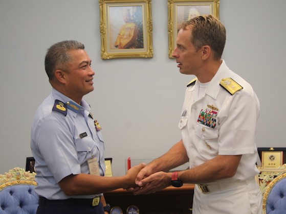 COURTESY CALL FROM COMMANDER OF LOGISTICS GROUP WESTERN PACIFIC AND TASK FORCE 73, UNITED STATED NAVY