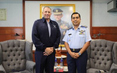 THE ACTING DEPUTY COMMANDER OF RBAirF RECEIVES COURTESY CALL FROM THE DEPUTY DIRECTOR OF STRATEGY, PLANS, AND PROGRAMS, HEADQUARTERS PACIFIC AIR FORCES